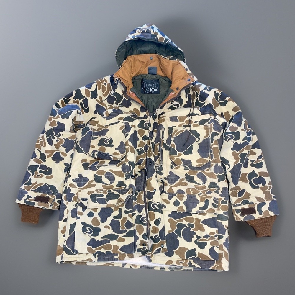 10X Hunting Jacket Coat 2-Piece Large Camo Insulated Hooded Heavy Duty